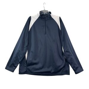 Tri-Mountain Pullover Mens 3XL Navy Blue White Quarter Zip Performance CCP‎